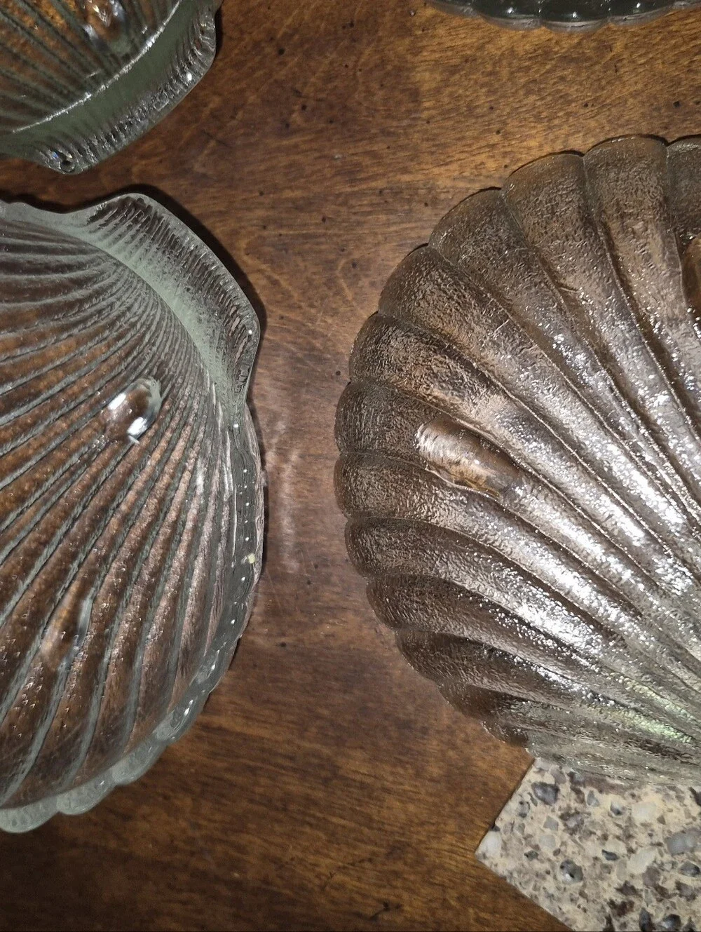 Vtg Set of 4 Glass Shell Bowls - Clear